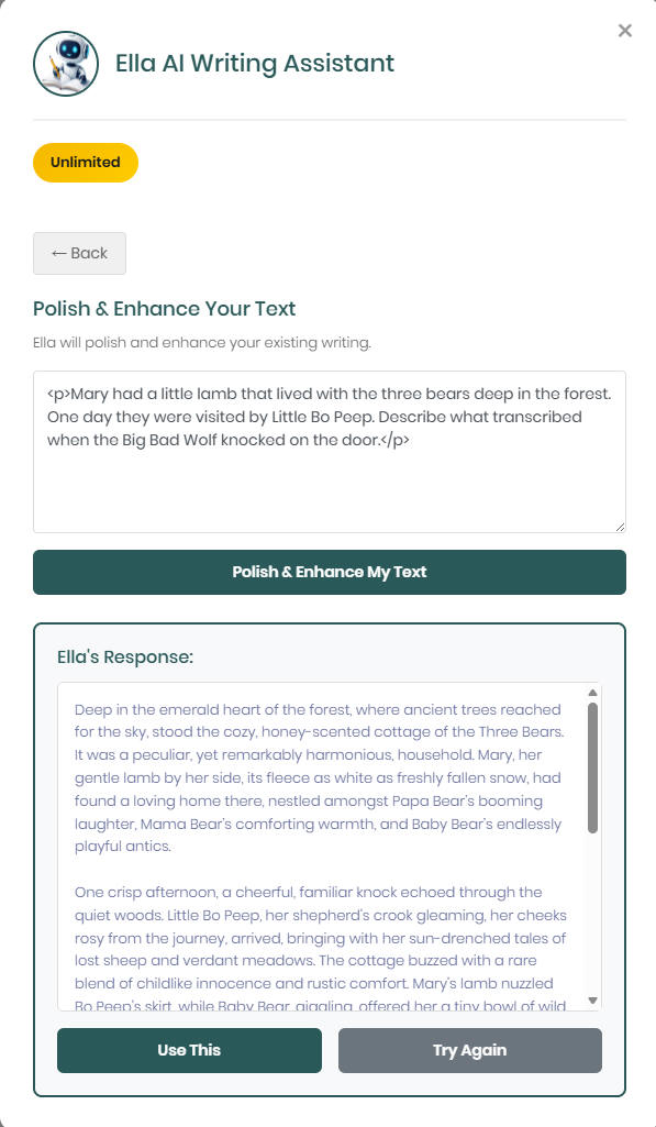 Choose to use the ELLA AI Edit