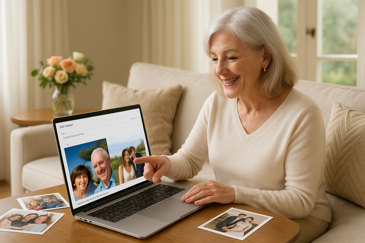 Senior using technology to capture memories