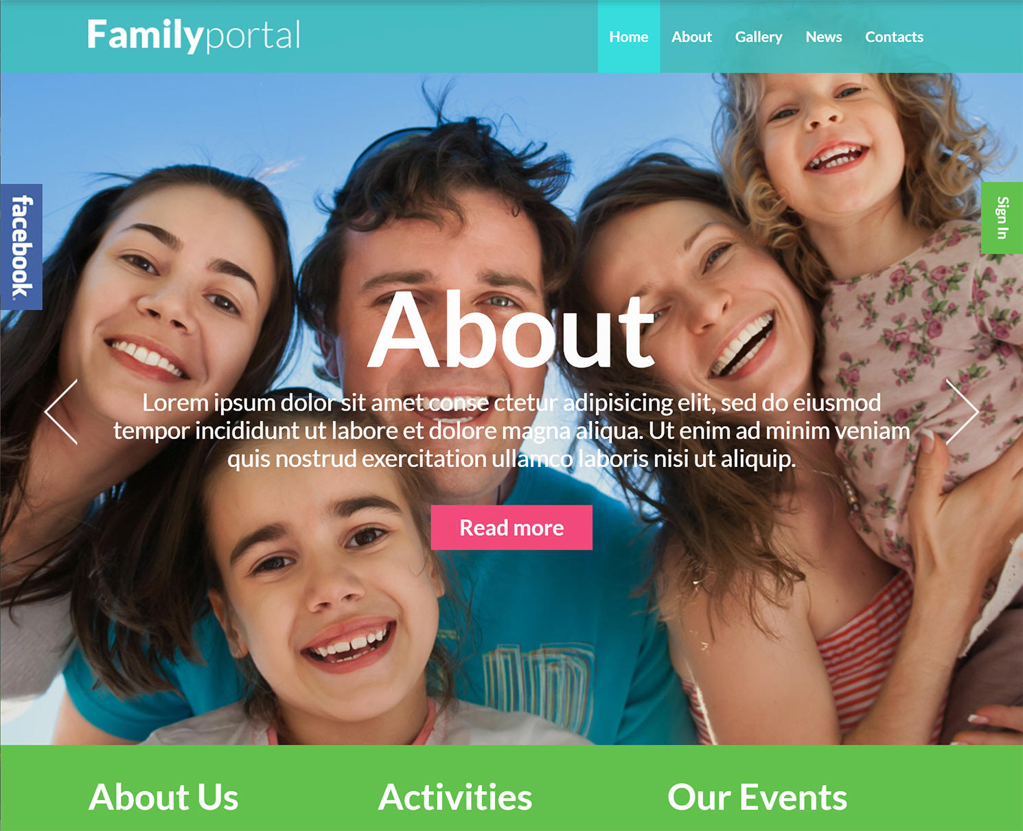 Example family portal website design